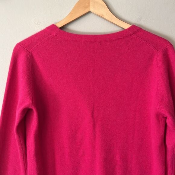 Takashimaya Japan 100% Cashmere Cardigan Sweater Pockets Size Medium Hot Pink - Picture 8 of 16